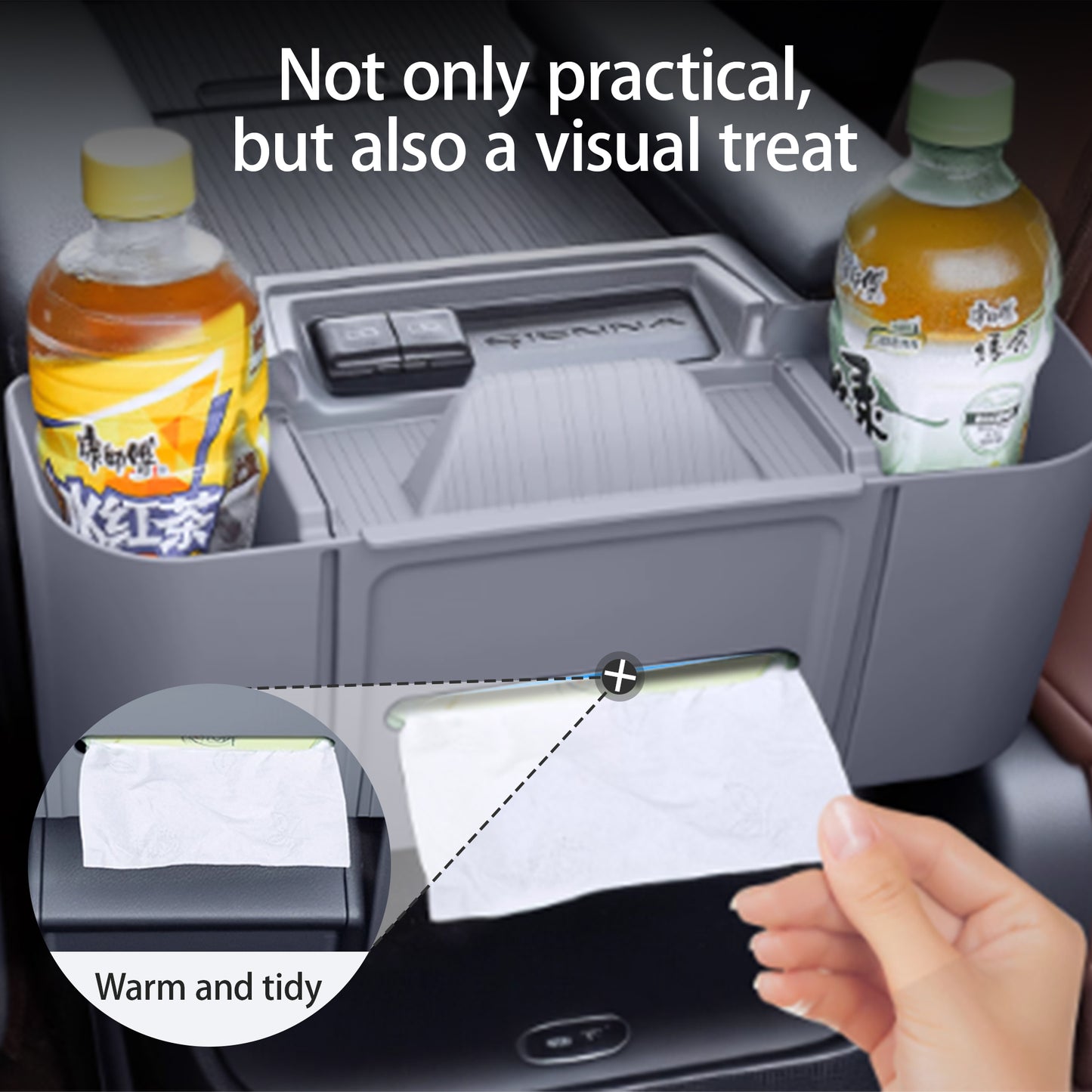 Center Console Rear Armrest Organizer for Sienna 2021 2022 2023 2024 2025 2026,Central Control Organizer for Sienna Interior Accessories