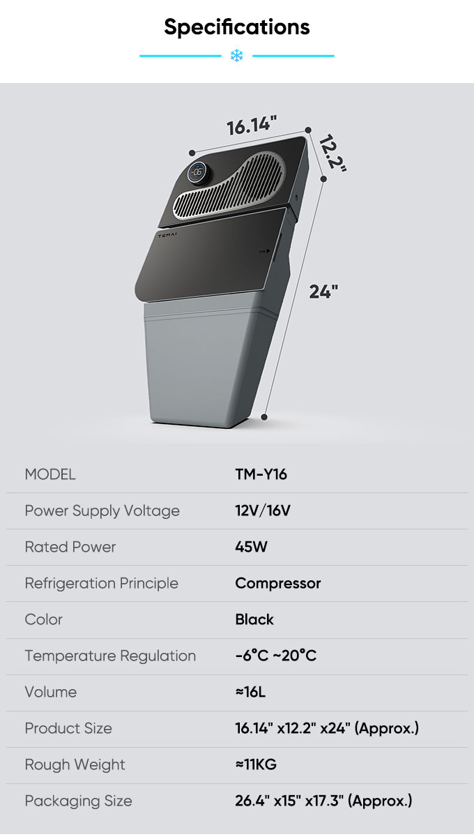 16L Hidden Rear Trunk Refrigerator Built-in Cooler for Tesla Model Y Juniper 2025+