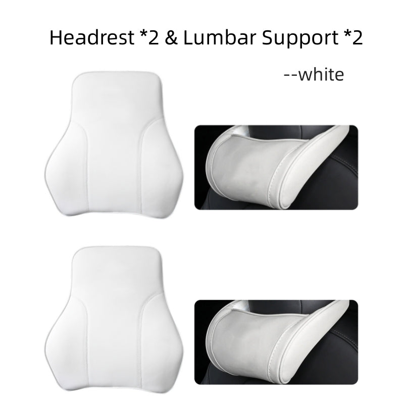Almohada de cuello de cuero para el cuello para Tesla todos los modelos - White