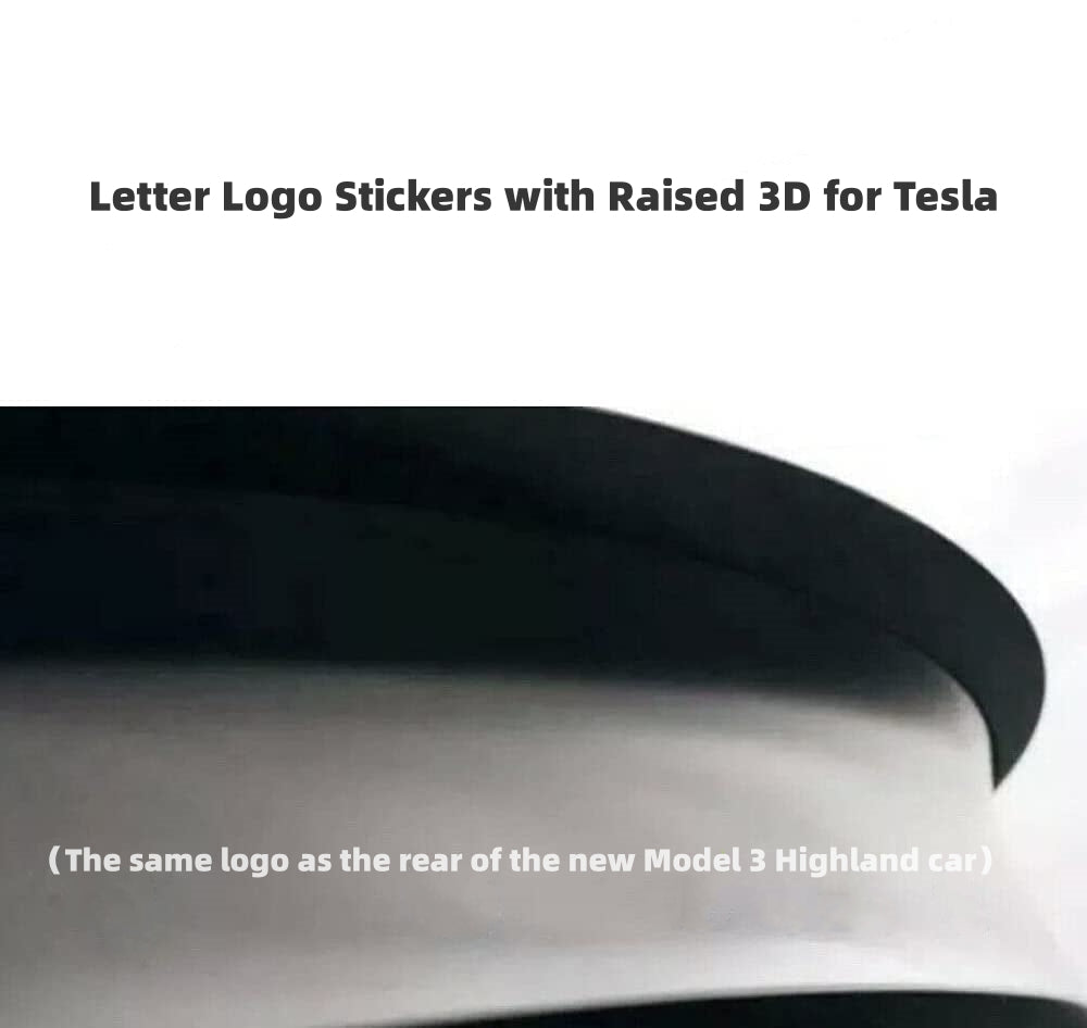 Logo Stickers with Raised 3D Letters for Model 3/Y/S/X Series