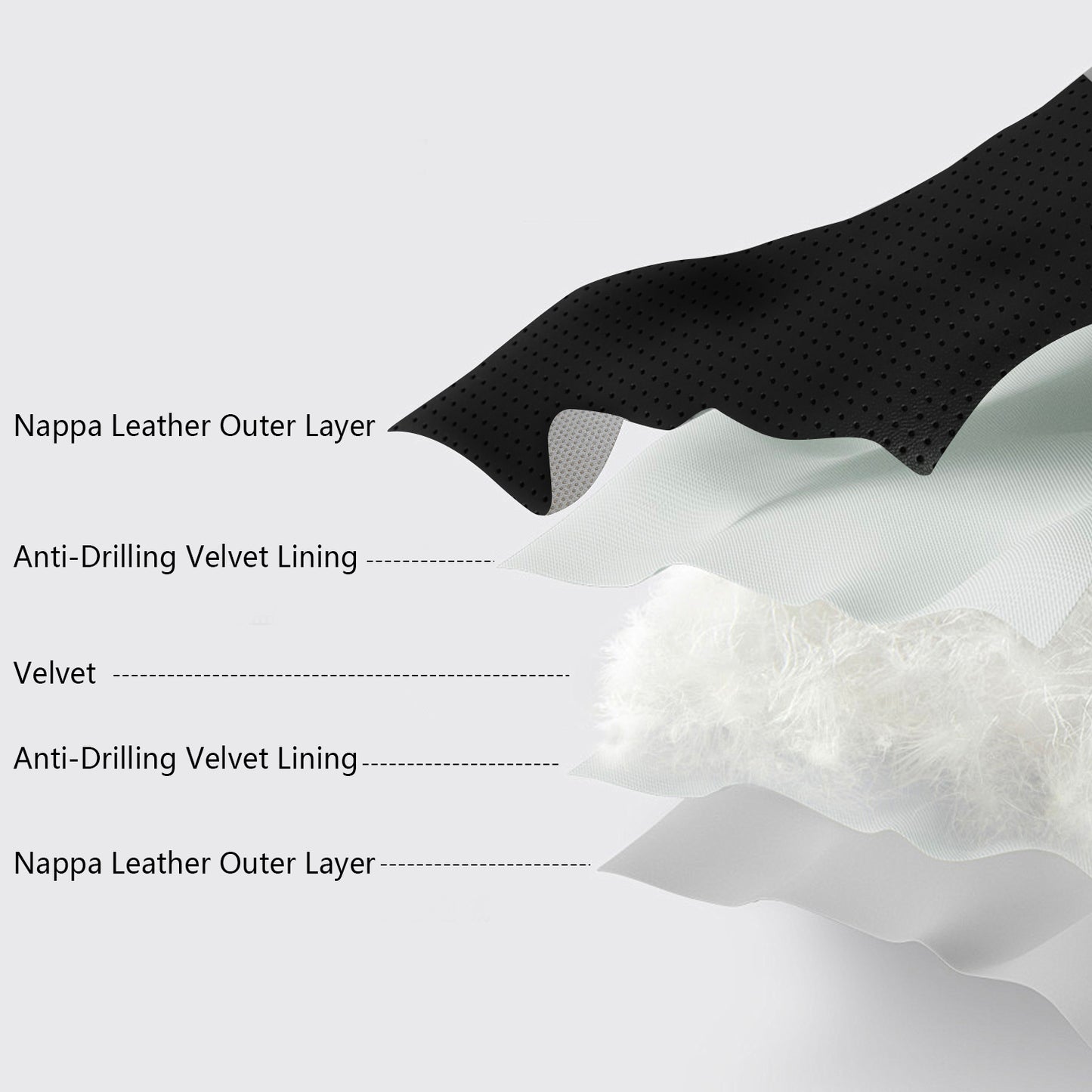 Universal Autositzkissen mit verstellbarer Nappa -Lederabdeckung und weicher Samtfutter