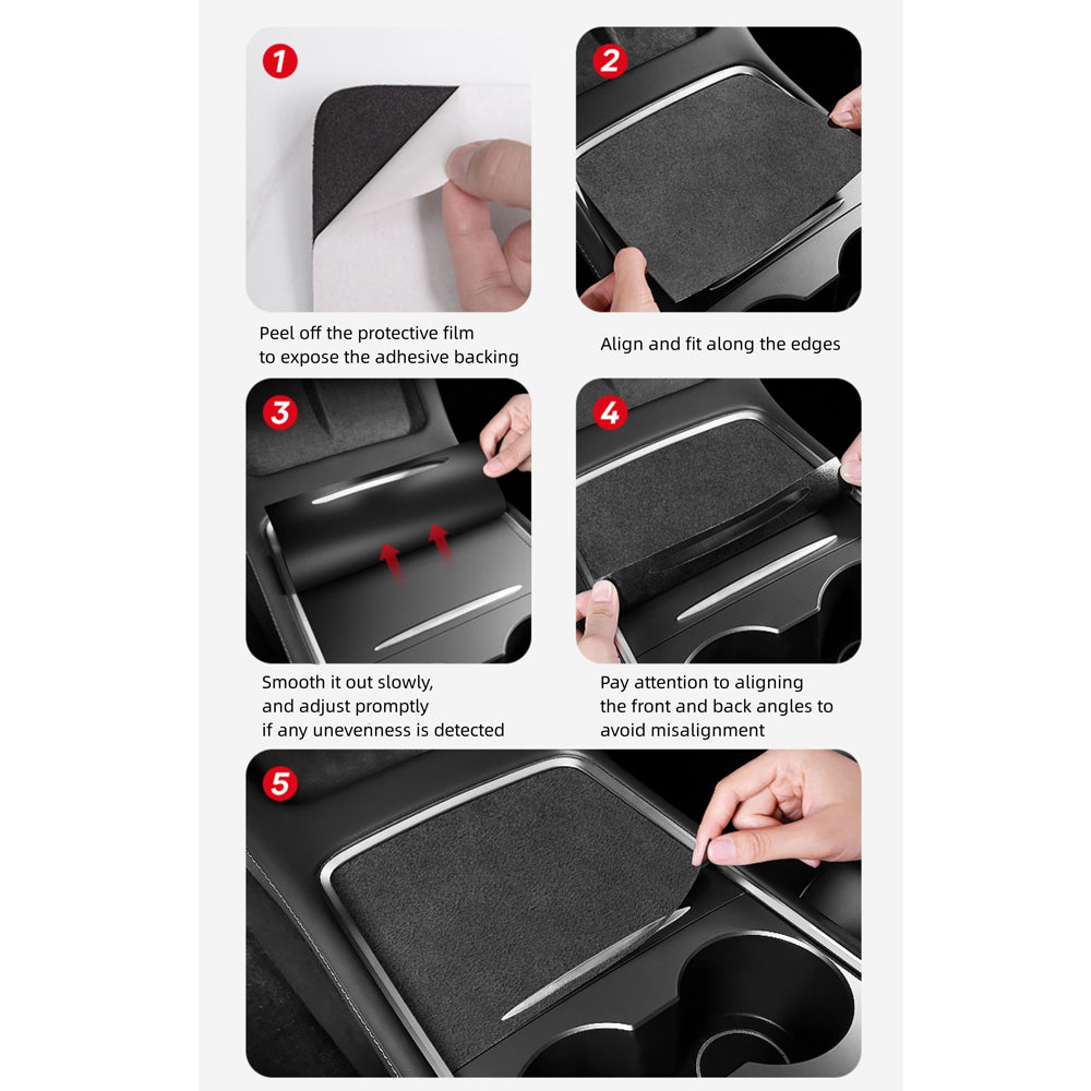 Material de gamuza Premium Wraps de consola para Tesla Modelo 3 Y 2021-2025 Highland/Juniper