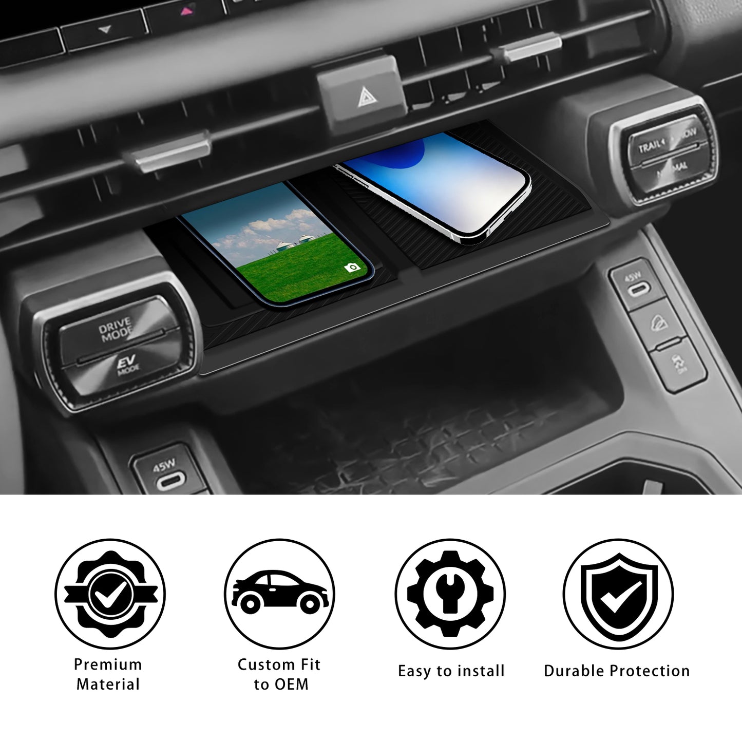 Wireless Charging Protective Mat for Toyota RAV4 2026 Accessories, Center Console Wireless Charger Mat Phone Charge Area Silicone Mat Silicone Pad for Toyota RAV4 2026