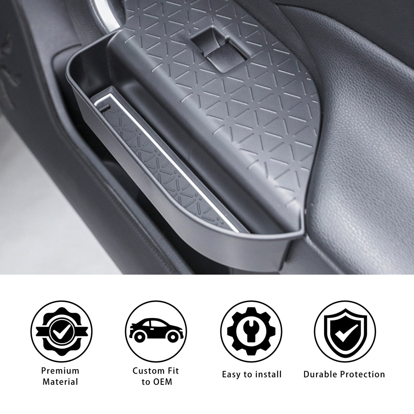 Door Side Storage Organizer Compatible with 2019-2025 RAV4 Accessories, Front & Rear 4PCS Door Handle Insert Organizer Tray, TPE Phone Pockets Fit for RAV-4 Accessories