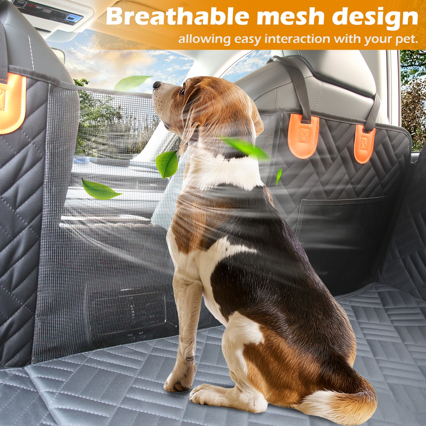 Funda para asiento de coche para perros, hamaca para asiento trasero resistente a desgarros, carga máxima de 195 kg, base rígida, extensor impermeable para mascotas con ventana