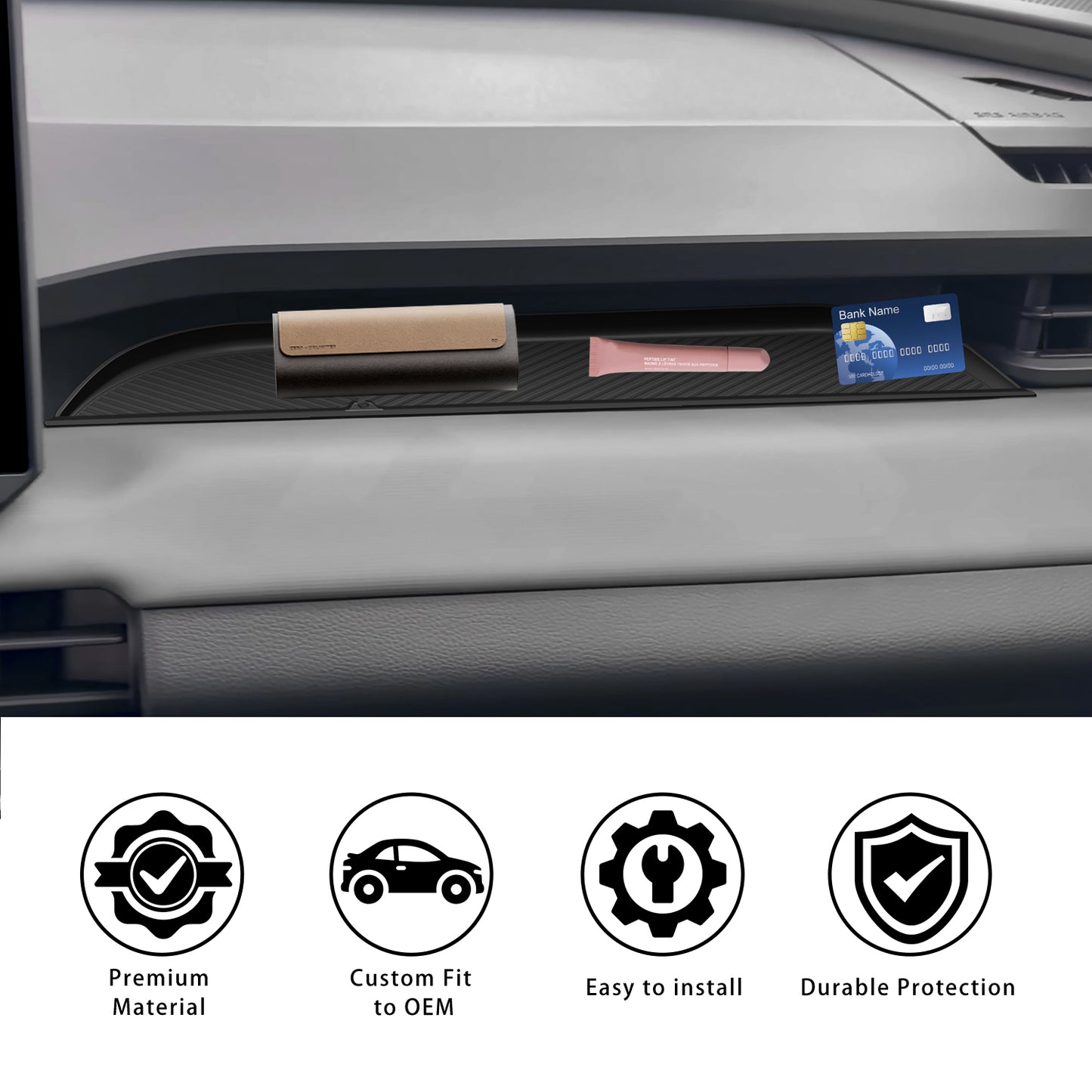 Silicone Passenger Storage Organizer Mat for Toyota RAV4 2026 Silicone Glove Box Organizer Tray Interior Compatible for RAV4 2026 Insert Accessories