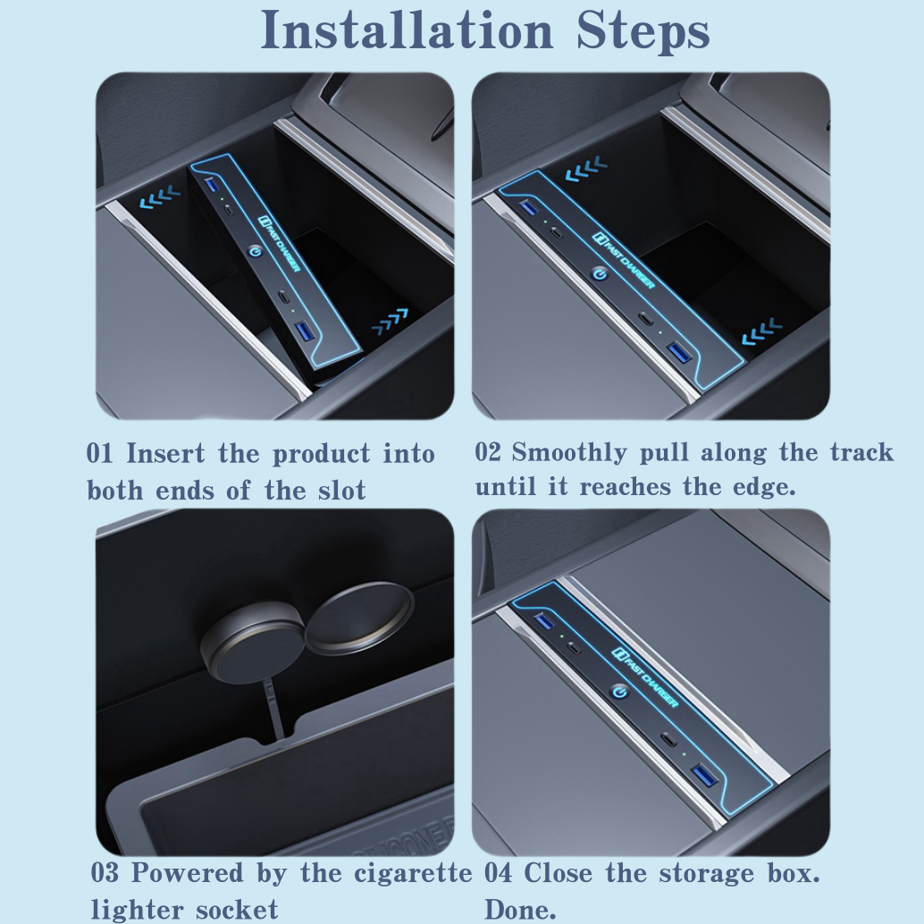 Hub USB de consola central con luz ambiental para el nuevo Modelo Y Juniper y Model 3 Highland