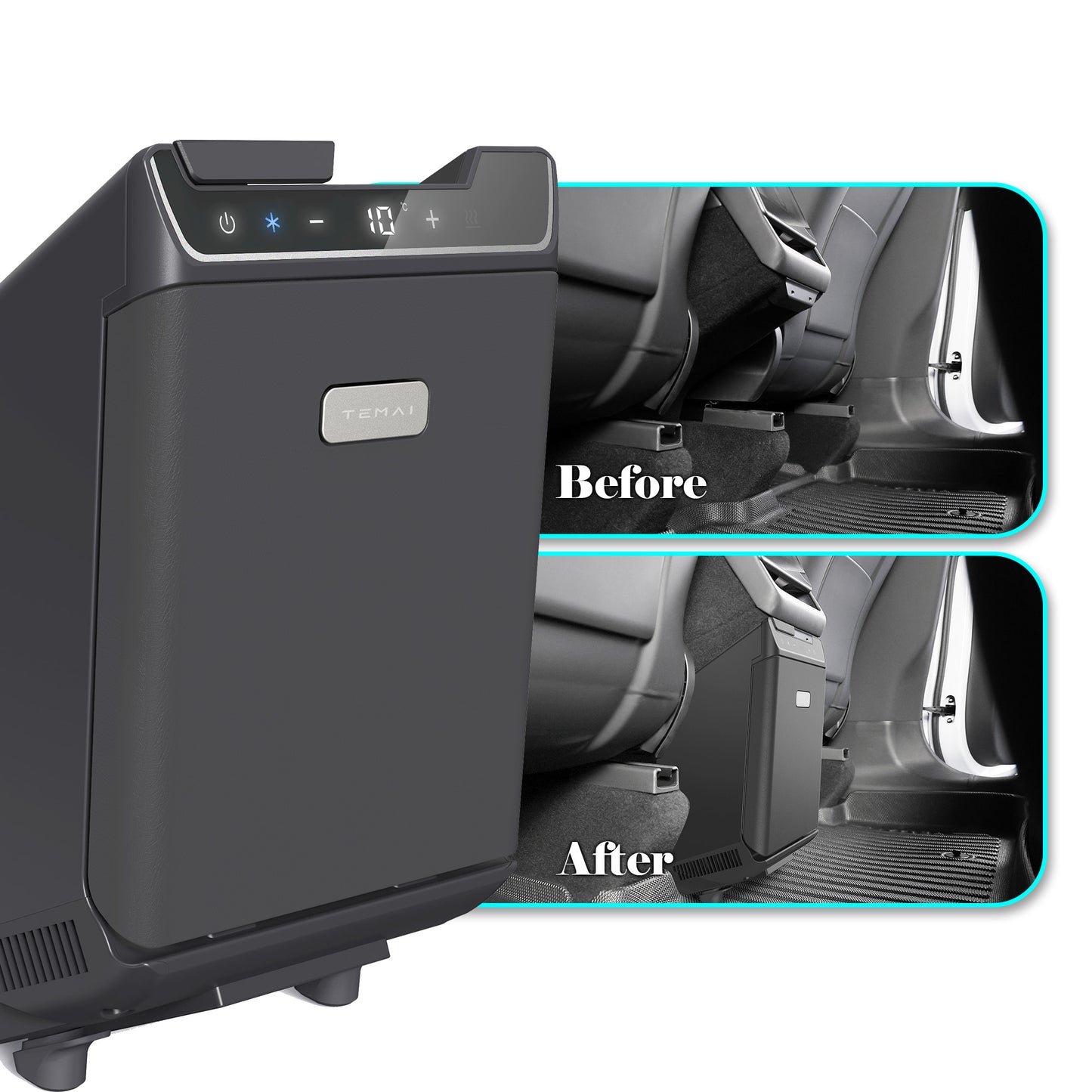 Rear Center Console Refrigerator 3.6L Portable Fridge Cooler & Warmer Quick Installation For Model Y Juniper