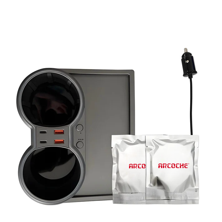 LED-Lit Console Cup Holder Expansion Dock for Tesla Model 3 2021-2023 / Model Y 2020-2024