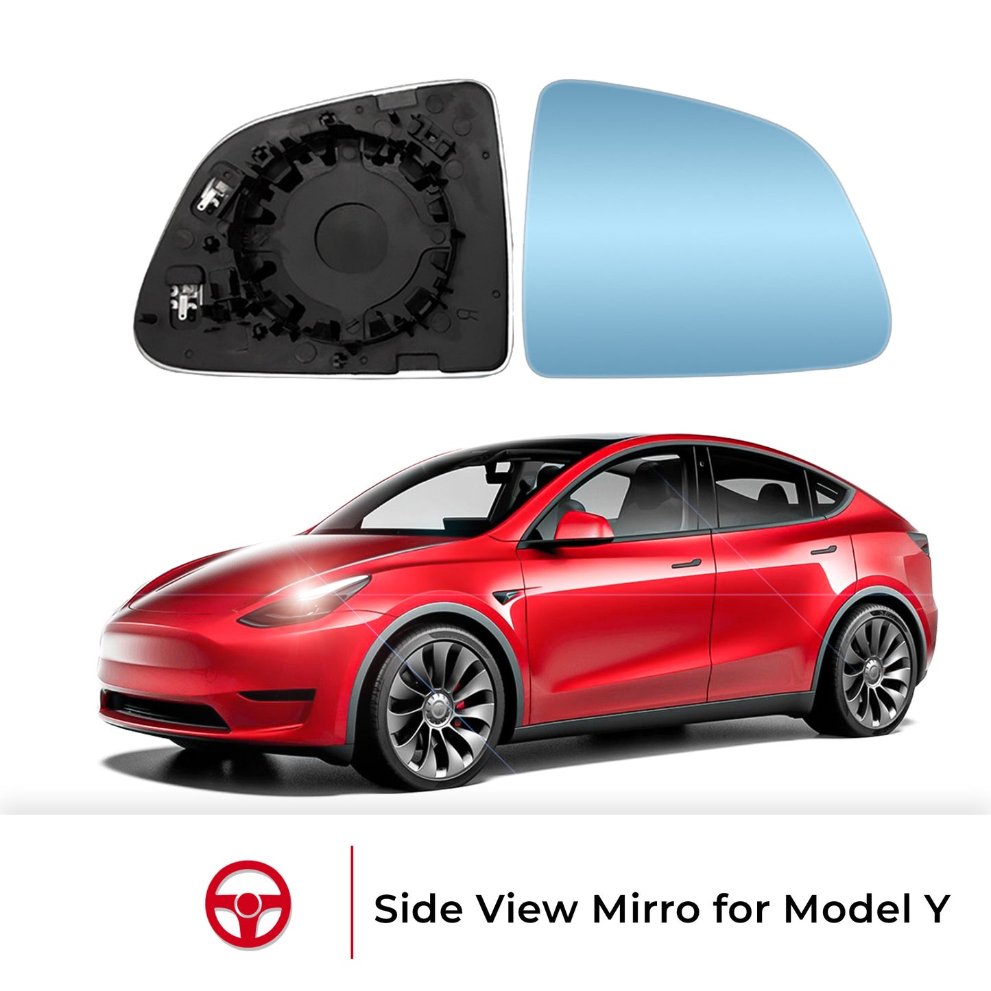 Arcoche Tesla Model 3 2018 2019 2020 2021 2022 2023 Side Mirrors surface adopts 2.5D high-definition blue lens with anti-glare effect The raw material is float glass optimized the curvature of the lens to make it more ergonomic and avoid dizziness when looking at the rear mirror.