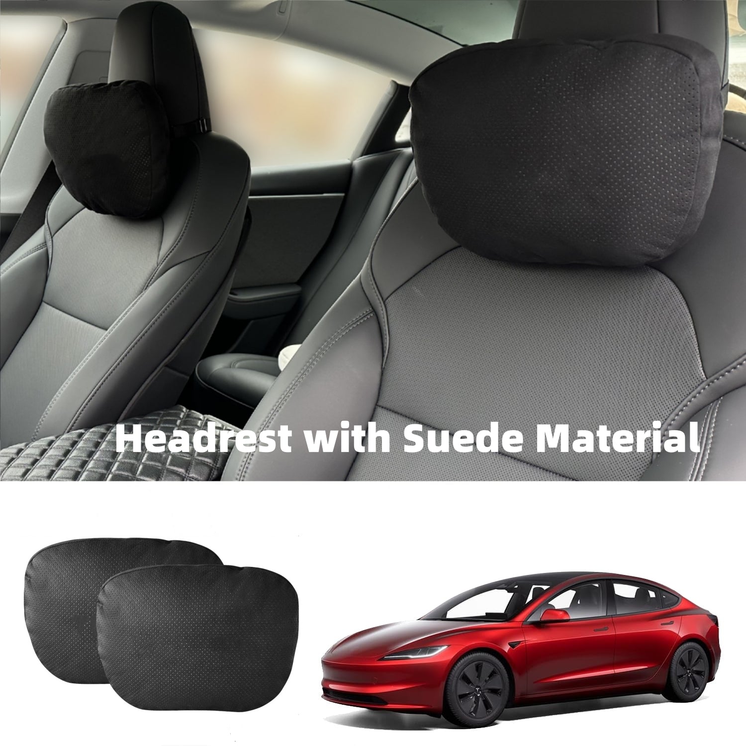 Headrest Pillow for Model 3 highland/3/Y/S/X - Suede Car Neck