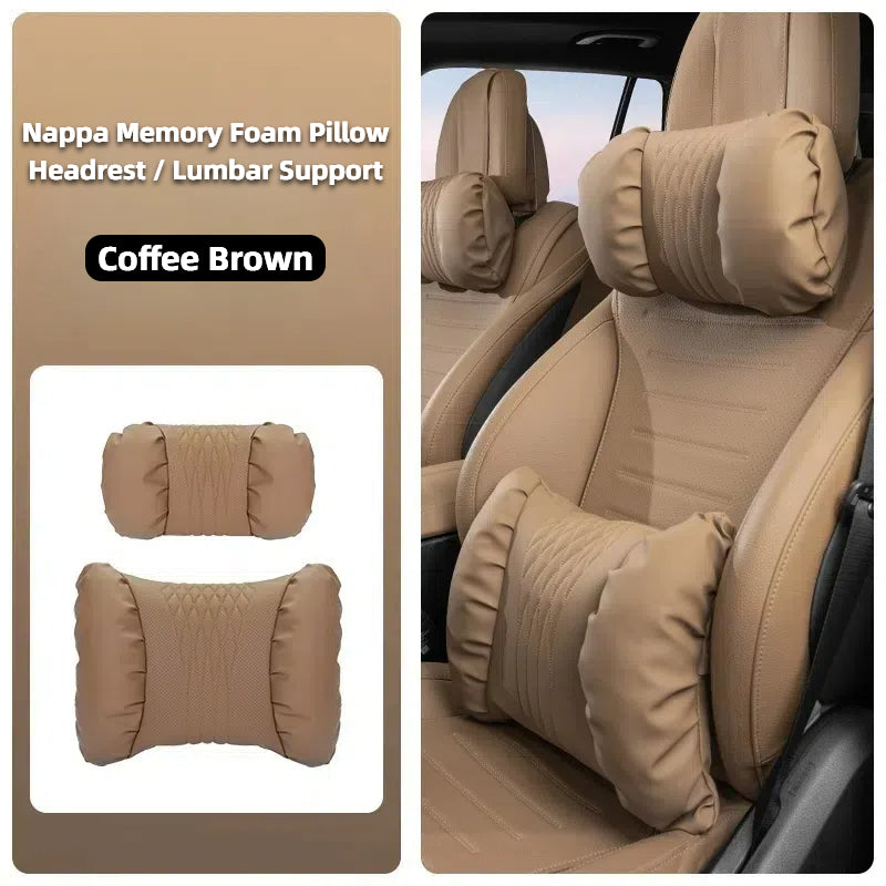 Breathable Nappa Cloud Bubble Pillow Headrest and Lumbar Support for All Cars