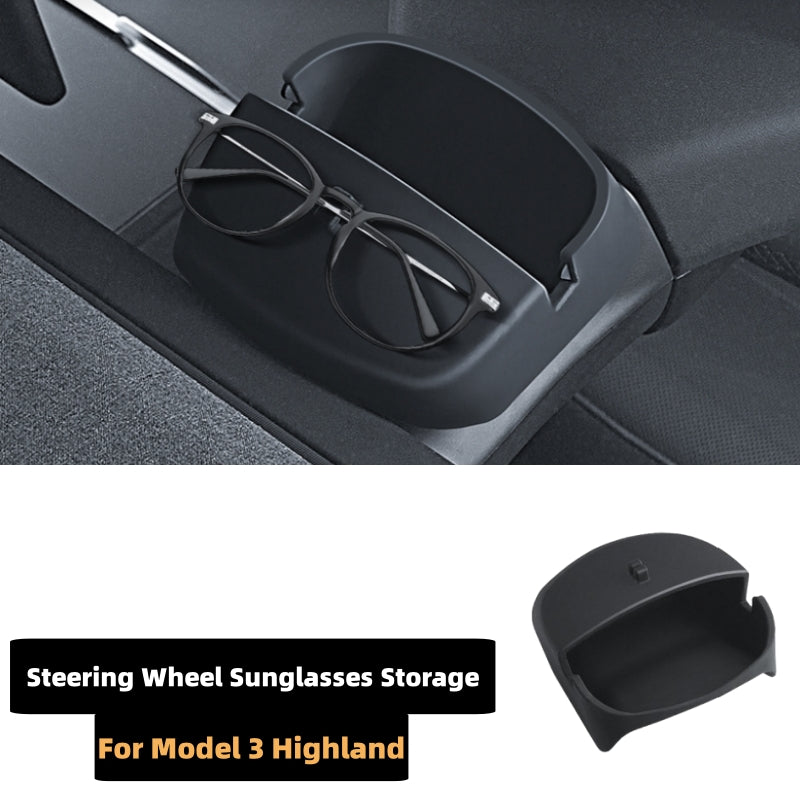 Boîte de rangement du volant avec support de téléphone mobile en silicone et stockage de lunettes pour les accessoires Highland Model 3 Y