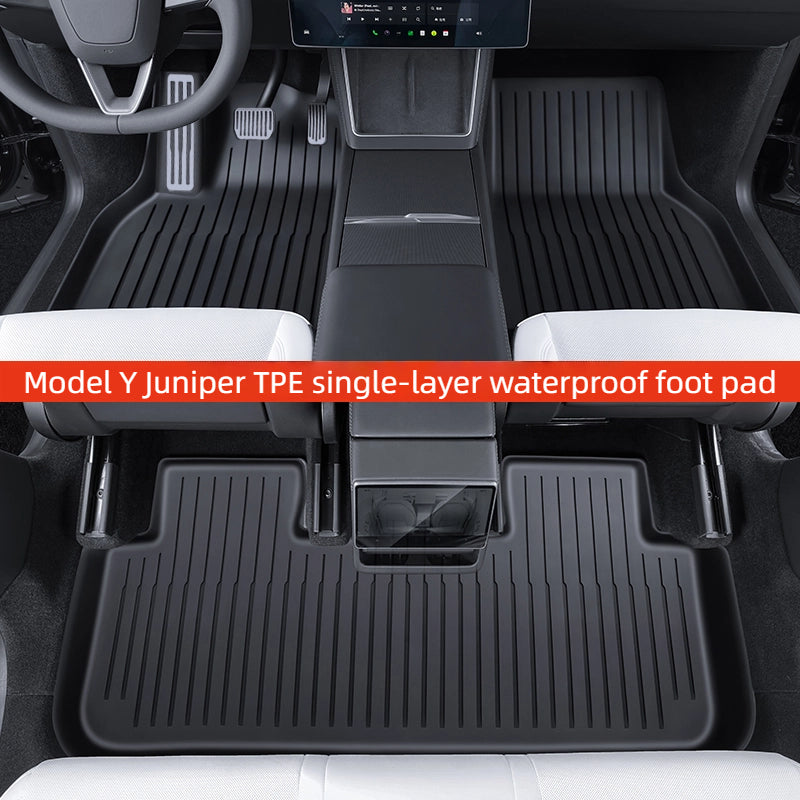 TPE Floor Mats with Rest Pedal (6 Pcs Double Layer Carpets/3 Pcs Single Layer Carpets) For New Model Y Juniper 2025+