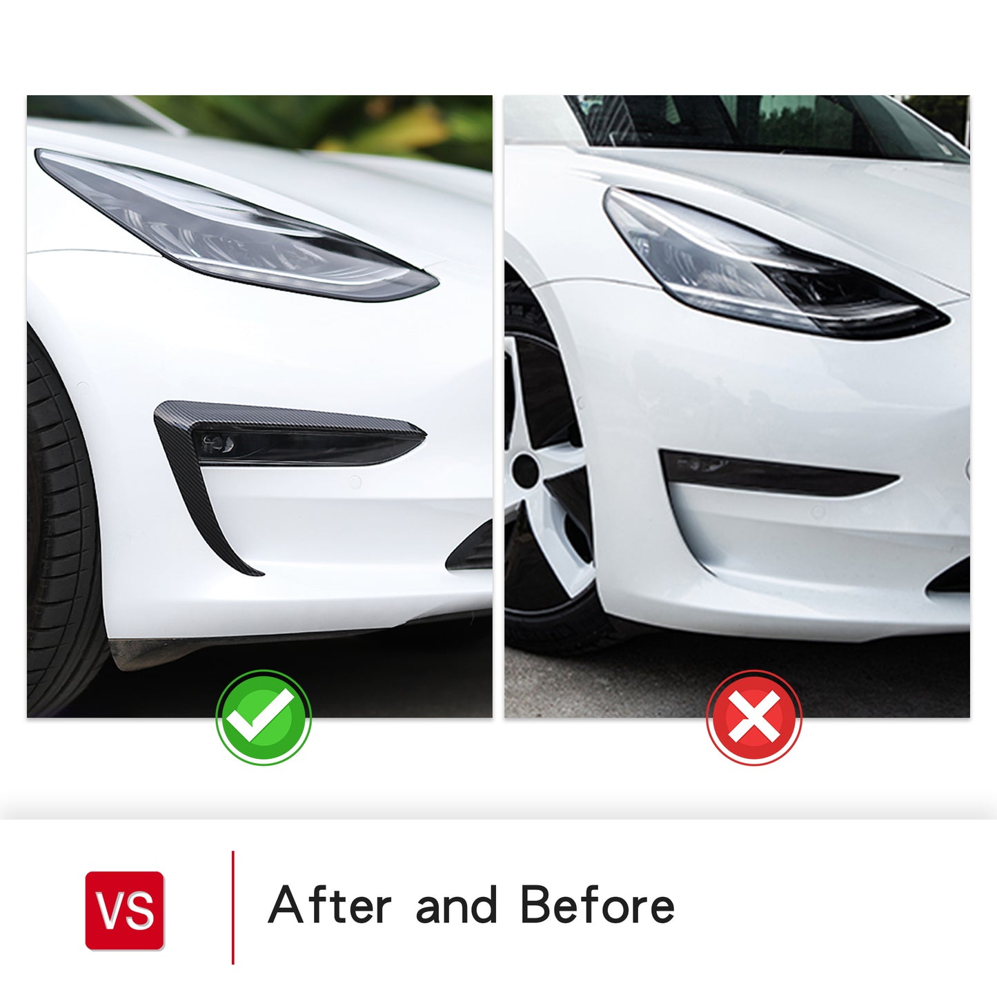 tesla model 3 front fog light trim cover covers lamp frame blade car 2022 2023 2021 2020 2019 2018 s3xy arcoche accessories accessory aftermarket price Vehicles standard long range performance sr+ electric car rwd ev interior exterior diy decoration price elon musk must have black white red blue 5 7 seats seat