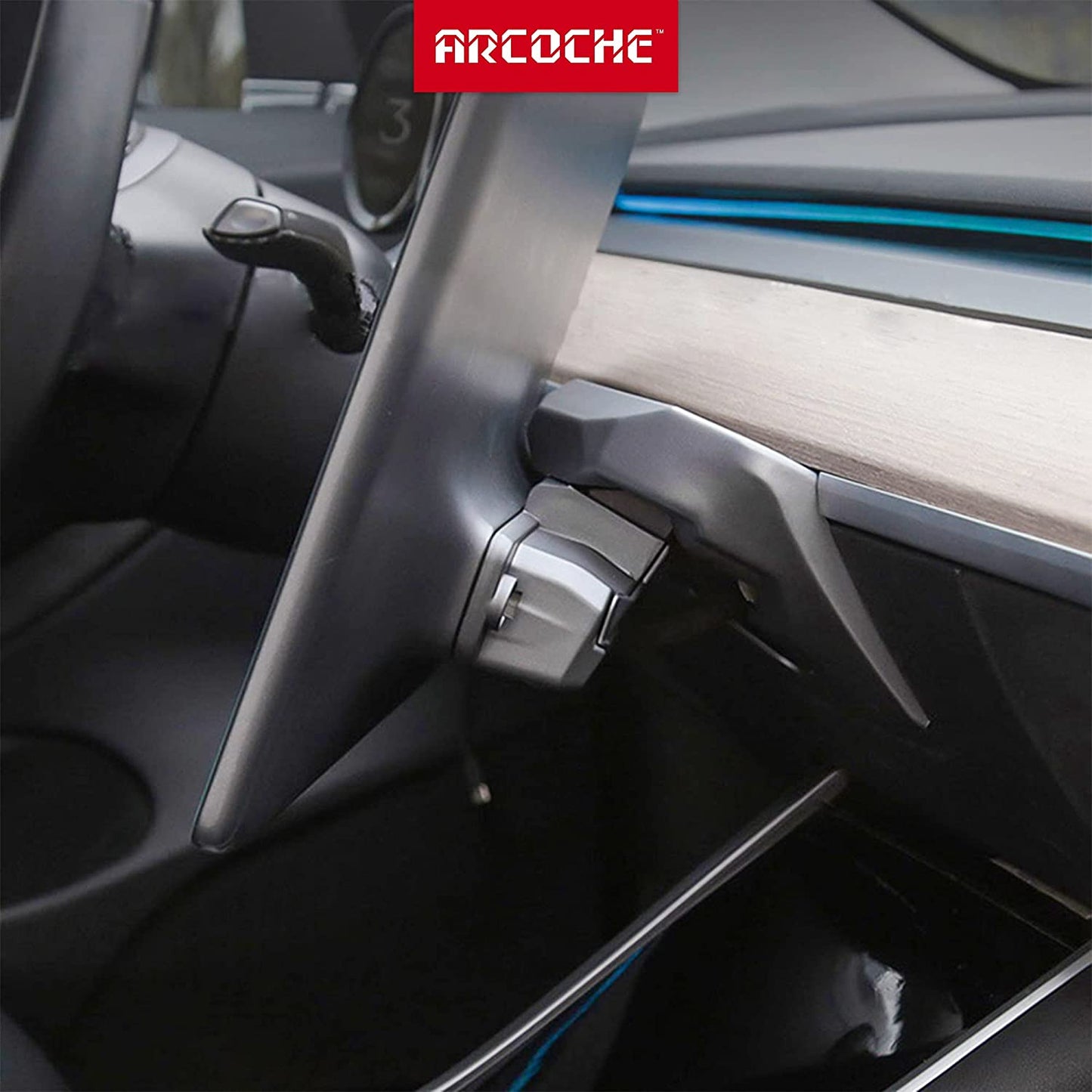 Arcoche Tesla Model 3 & Y 2021 Screen Rotating Holder Center Console Navigation Screen Rotation Holder can be rotated 30 degrees, feel free to flexibly adjust left and right to the best viewing made of high-strength ABS plastic material.