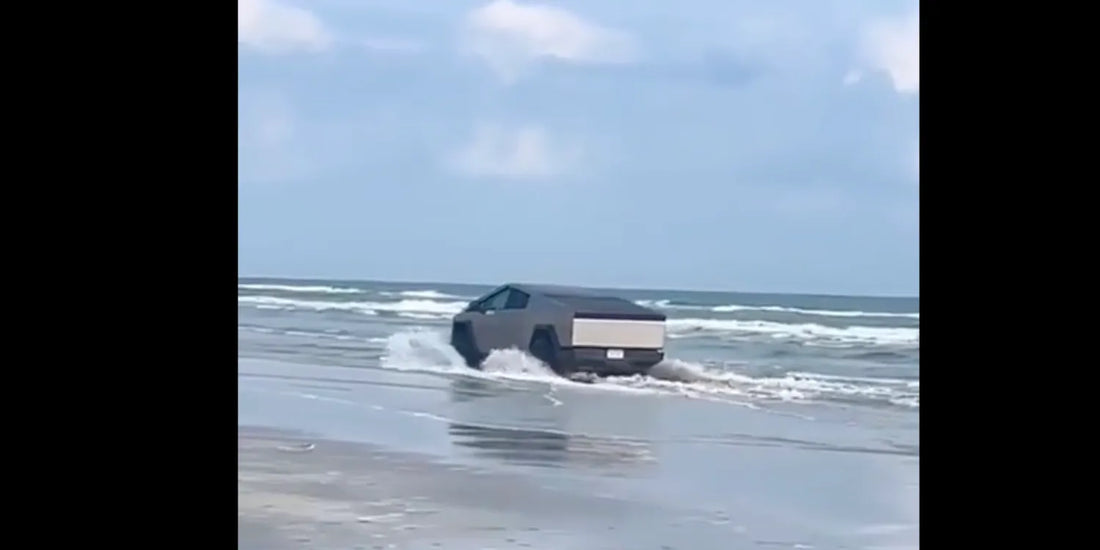 The Tesla Cybertruck features a 'wade mode' designed to create a pressurized environment for the battery, enabling the vehicle to traverse through water.