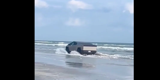 The Tesla Cybertruck features a 'wade mode' designed to create a pressurized environment for the battery, enabling the vehicle to traverse through water.