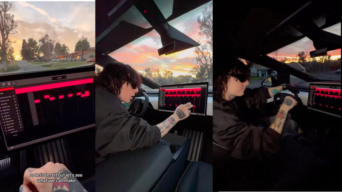 Sueco, the Tesla aficionado, spontaneously produces a stylish track by harnessing the creative potential of the Cybertruck Toybox, exemplifying a fresh and inventive mode of musical