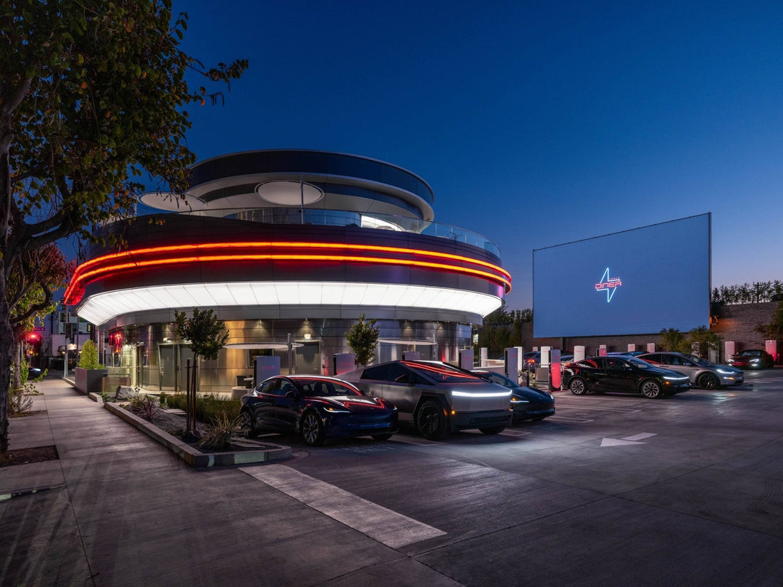 Tesla Cybertruck's Recycled Steel Enhances the Supercharger Diner Experience