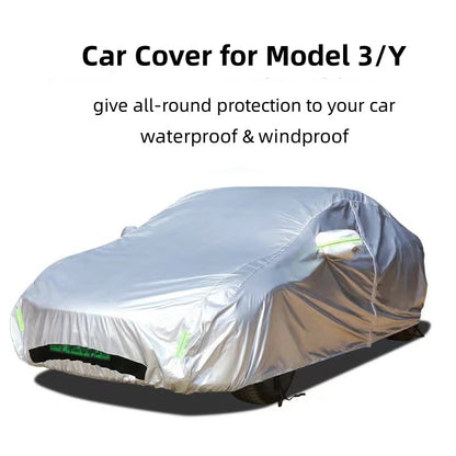 Tesla Car Cover Waterproof All Weather for Automobiles, Sun Rain Dust Snow Protection Model 3/Y