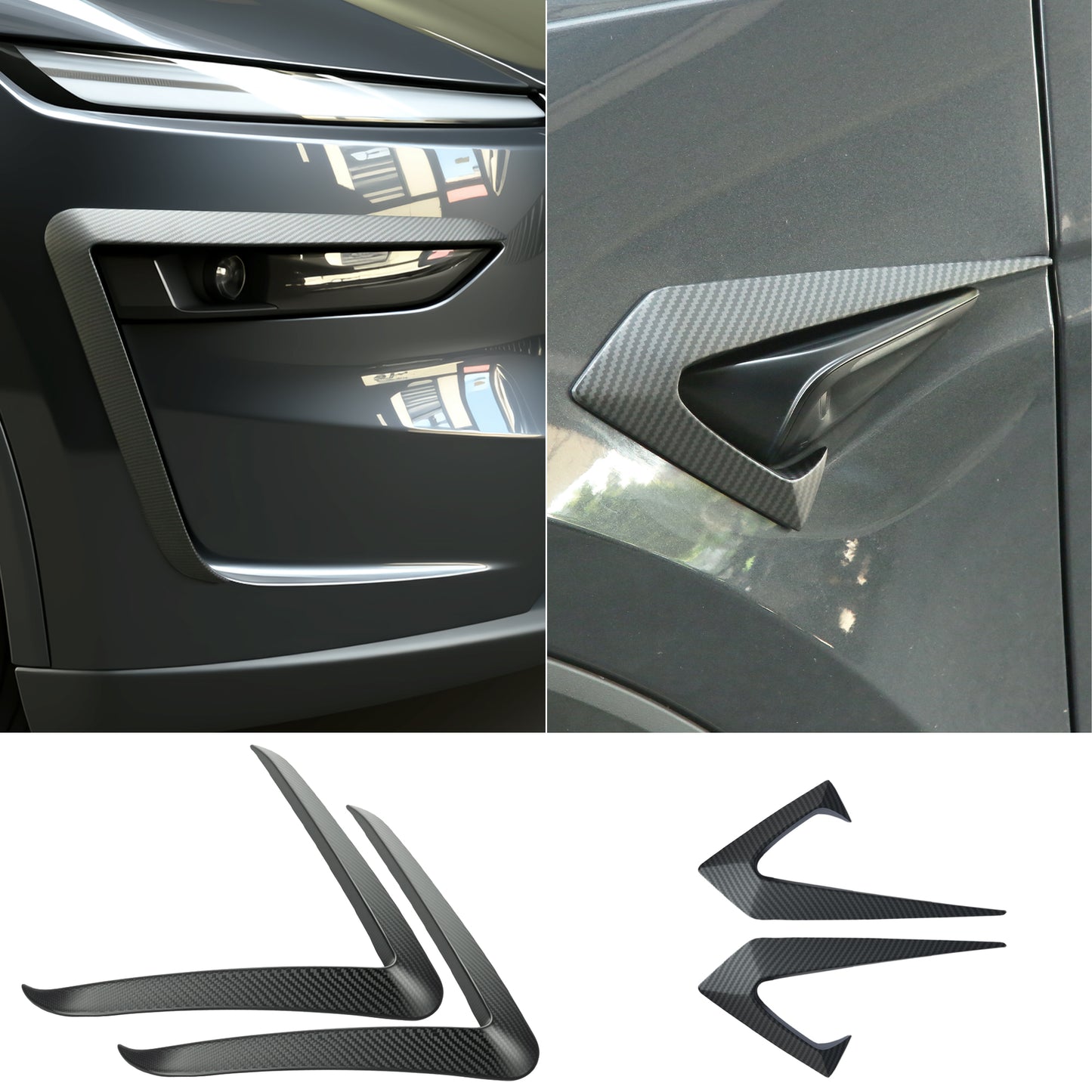 Front Fog Light Trim Cover for Tesla Model Y Juniper 2025 2026 Fog Lamp Eyebrow Eyelids Cover Frame Blade Trim Spoiler Accessories Custom Fit for Model Y Juniper Accessories (Matte Carbon Fiber) 4pcs