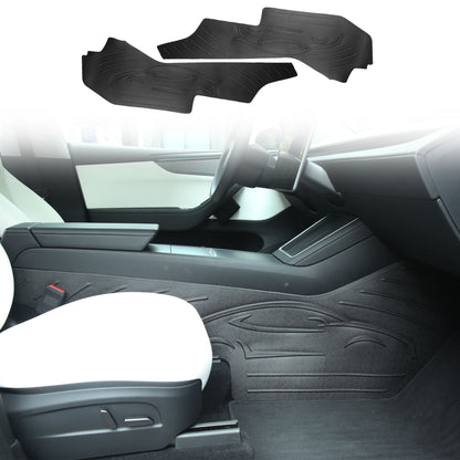 Center Console Side Anti-Kick Mats for 2025 2026 Tesla Model Y Juniper Waterproof & Dust Resistant Protector Cover Front Seat Side with car line Patterns TPE Material Interior Accessories 2PCS