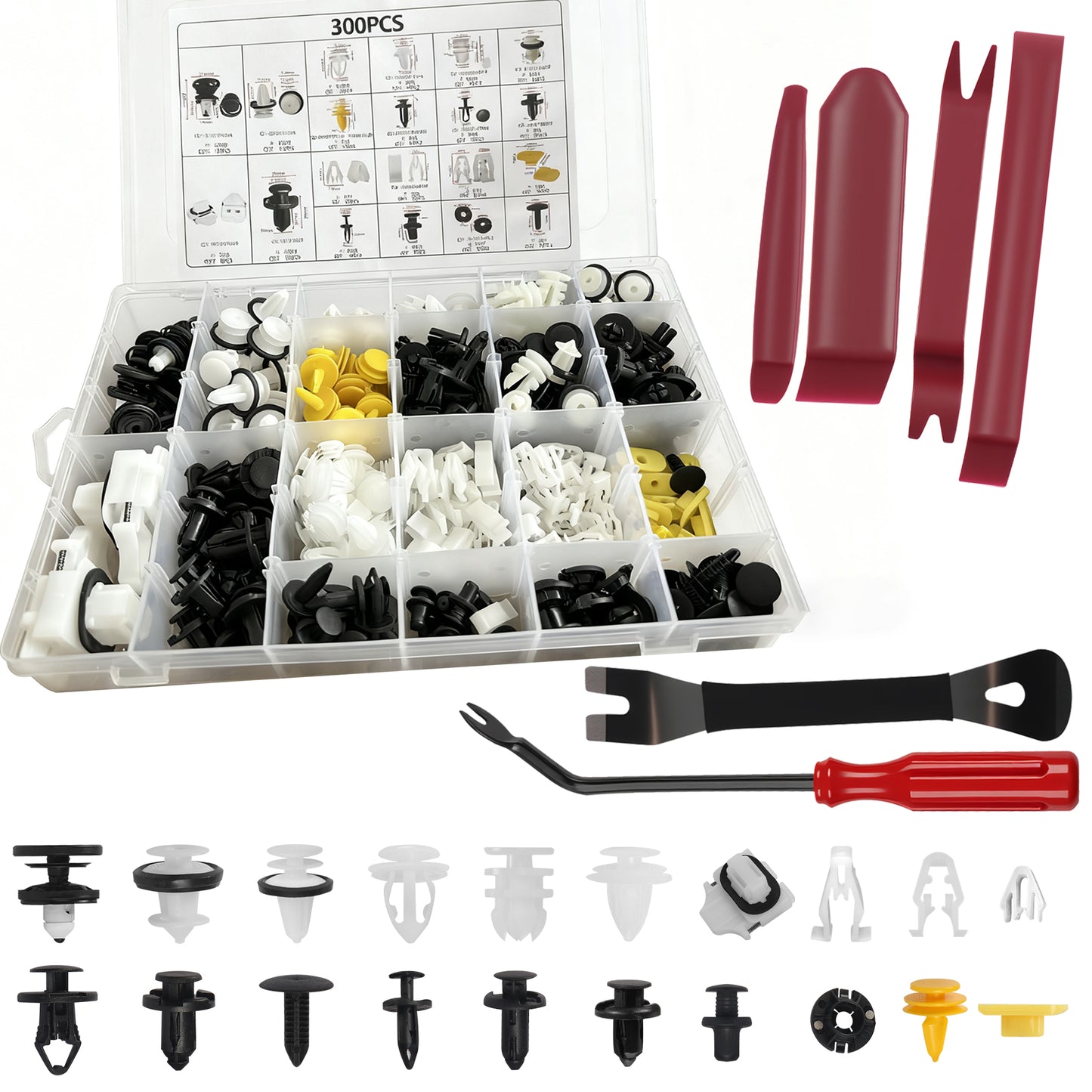 For Tesla Retainer Clips & Rivets Set – 20 Sizes, Includes 6 Tools | Compatible with Model 3/Y/S/X/Cybertruck | OEM Standard Quality