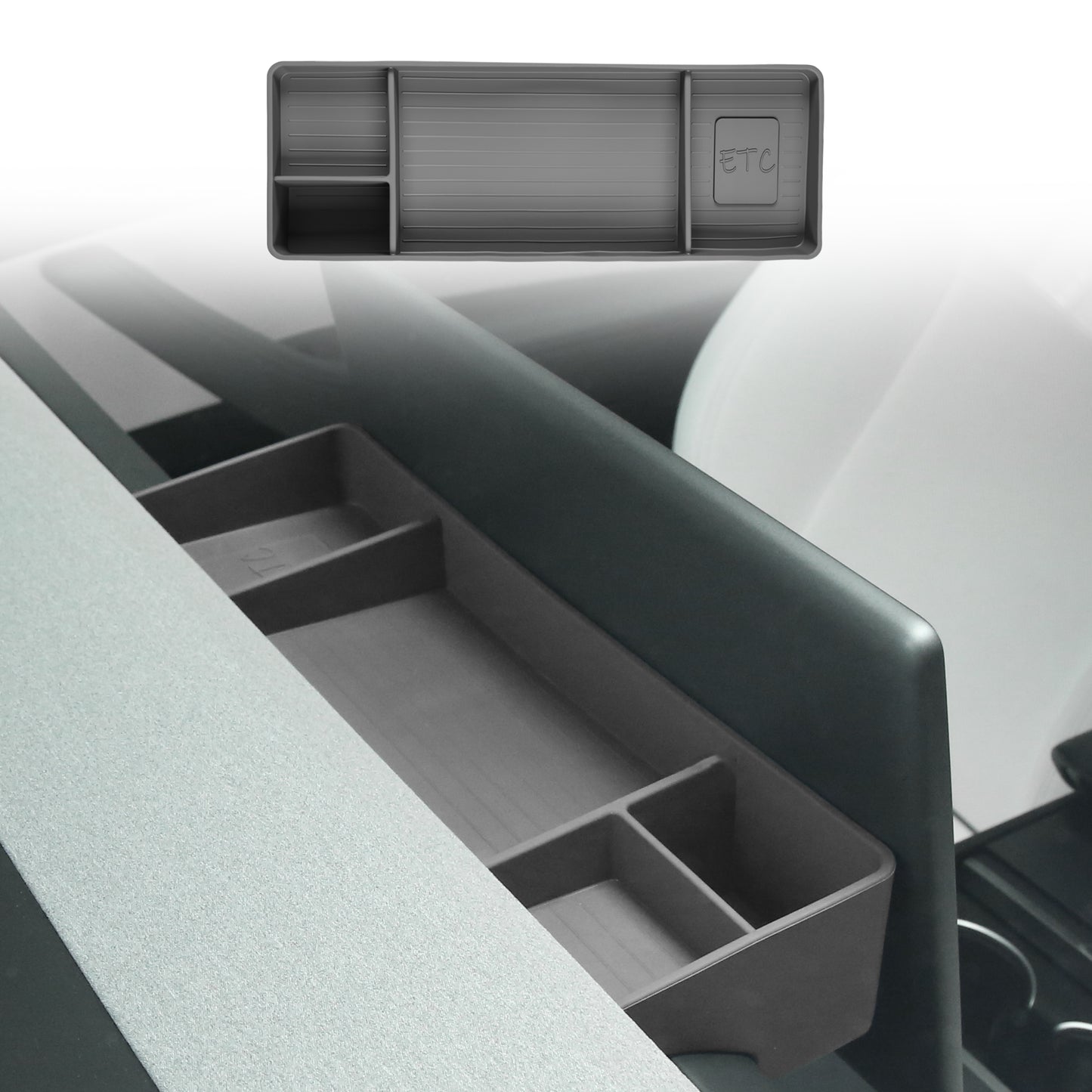 Rear Screen Box for Tesla Model Y Juniper 2025 2026 Dashboard Box Tray Storage Box Black Silicone (Magnetic Storage Position)