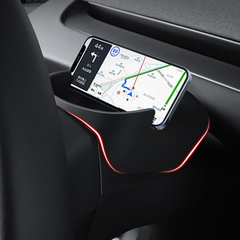 Steering Wheel Storage Box with Silicone Mobile Phone Holder and Glasses Storage for 2024 New Model 3 Highland Accessories