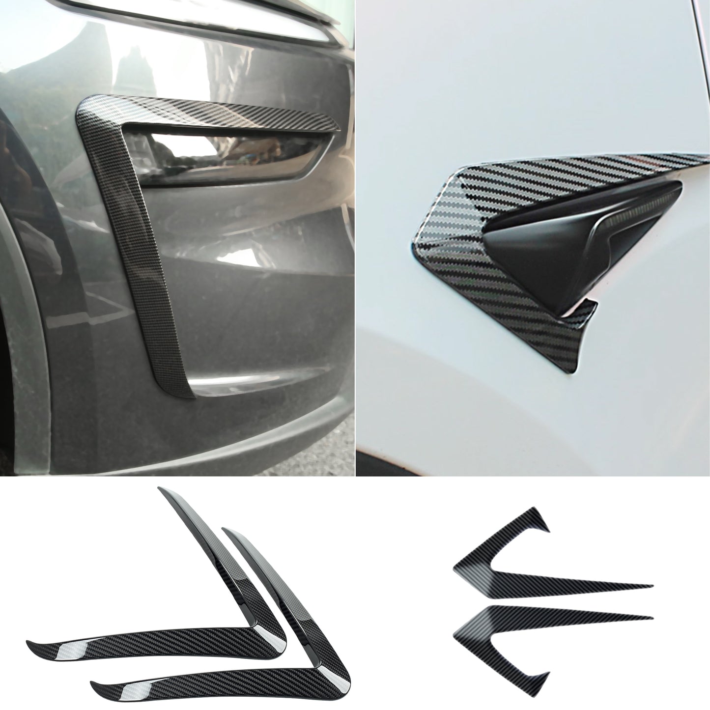Front Fog Light Trim Cover for Tesla Model Y Juniper 2025 2026 Fog Lamp Eyebrow Eyelids Cover Frame Blade Trim Spoiler Accessories Custom Fit for Model Y Juniper Accessories (Matte Carbon Fiber) 4pcs