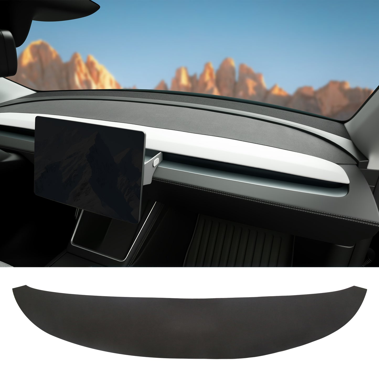 Dashboard Cover Model Y Juniper Accessories [Anti-Glare and Sun Protection] Suede Dash Mat for New Model Y Juniper 2025 2026 Dashboard Decorative Interior Auto Accessories (Black)