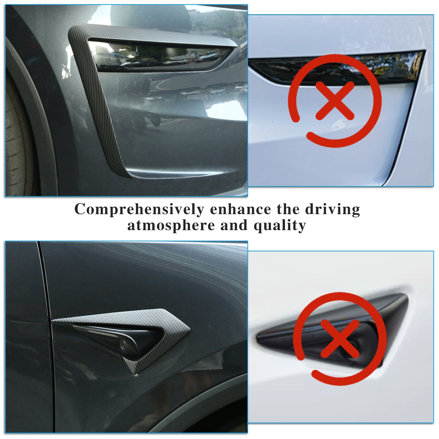 Front Fog Light Trim Cover for Tesla Model Y Juniper 2025 2026 Fog Lamp Eyebrow Eyelids Cover Frame Blade Trim Spoiler Accessories Custom Fit for Model Y Juniper Accessories (Matte Carbon Fiber) 4pcs