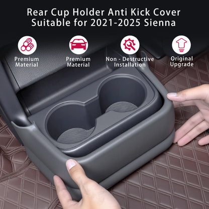 Center Console Rear Cup Holder Anti Kick Cover for Sienna 2021 2022 2023 2024 2025 2026,Rear Cup Holder Panel Cover for Sienna LE Limited Platinum SE XLE XSE