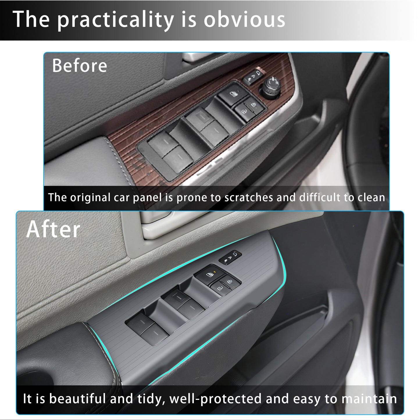 Car Door Window Lift Panel Switch Cover for Sienna 2021 2022 2023 2024 2025 Accessories,Silicone Interior Decoration for Sienna(Window Lift Panel) 2PCS