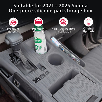 Center Console Cover Organizer Tray for Sienna 2021-2025,Central Control Silicone Gear Shift Panel Trim Cover Interior Storage Box for Sienna Accessories