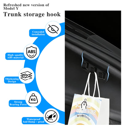 Trunk Grocery Bag Hook ABS Trunk Hook for Tesla Model Y Juniper Accessories 2025 2026 Trunk Organizer 2PC