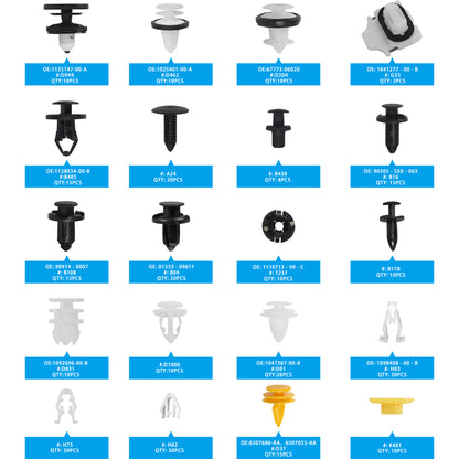 For Tesla Retainer Clips & Rivets Set – 20 Sizes, Includes 6 Tools | Compatible with Model 3/Y/S/X/Cybertruck | OEM Standard Quality