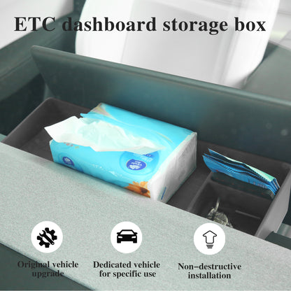 Rear Screen Box for Tesla Model Y Juniper 2025 2026 Dashboard Box Tray Storage Box Black Silicone (Magnetic Storage Position)