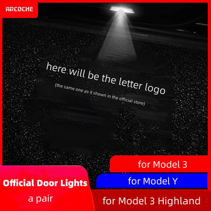 LED Logo Projector Puddle Lights 2 Packs for all Model 3/Y/S/X New Model 3 highland Accessories