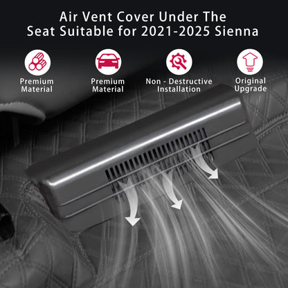 Center Console Air Vent Cover for Sienna 2021 2022 2023 2024 2025 ABS Material Mesh Rear Floor Backseat Under Seat Air Flow Vent Grille Protection Cover for Sienna Accessories 2Pcs Black