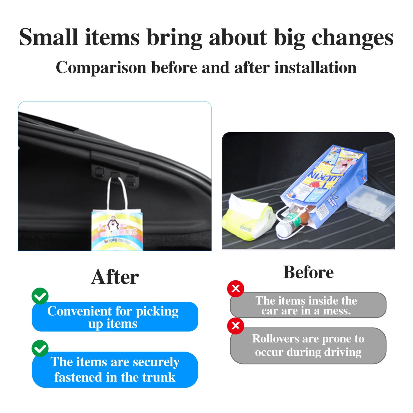 Trunk Grocery Bag Hook ABS Trunk Hook for Tesla Model Y Juniper Accessories 2025 2026 Trunk Organizer 2PC