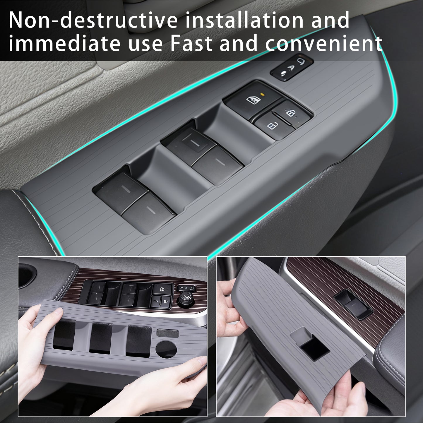 Car Door Window Lift Panel Switch Cover for Sienna 2021 2022 2023 2024 2025 Accessories,Silicone Interior Decoration for Sienna(Window Lift Panel) 2PCS