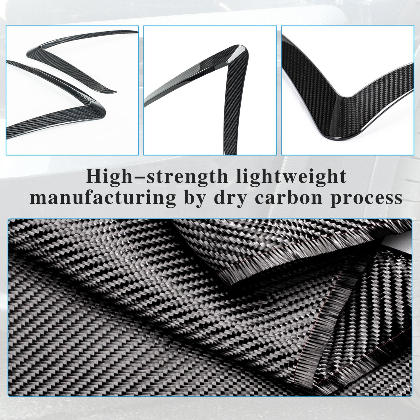 Front Fog Light Trim Cover for Tesla Model Y Juniper 2025 2026 Fog Lamp Eyebrow Eyelids Cover Frame Blade Trim Spoiler Accessories Custom Fit for Model Y Juniper Accessories (Matte Carbon Fiber) 4pcs