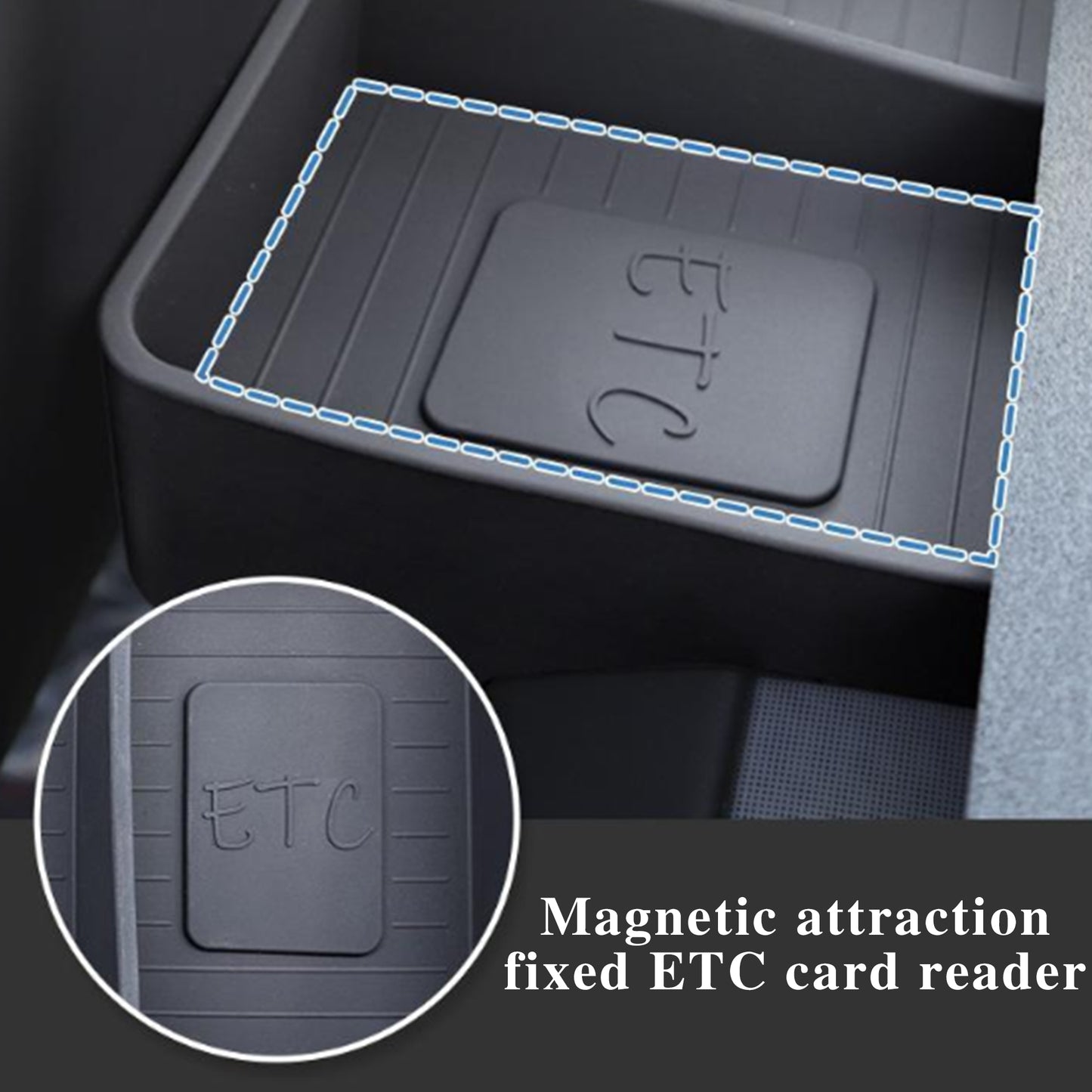 Rear Screen Box for Tesla Model Y Juniper 2025 2026 Dashboard Box Tray Storage Box Black Silicone (Magnetic Storage Position)