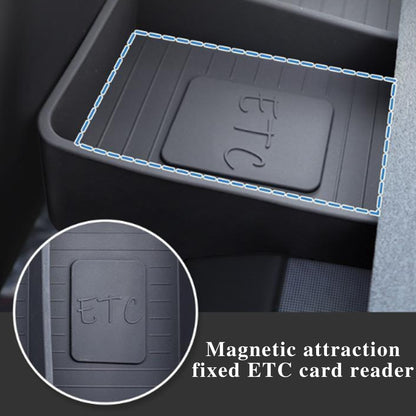 Rear Screen Box for Tesla Model Y Juniper 2025 2026 Dashboard Box Tray Storage Box Black Silicone (Magnetic Storage Position)