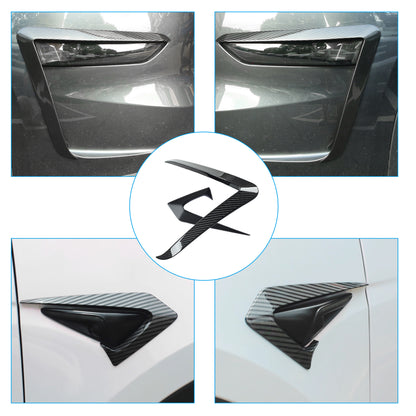 Front Fog Light Trim Cover for Tesla Model Y Juniper 2025 2026 Fog Lamp Eyebrow Eyelids Cover Frame Blade Trim Spoiler Accessories Custom Fit for Model Y Juniper Accessories (Matte Carbon Fiber) 4pcs