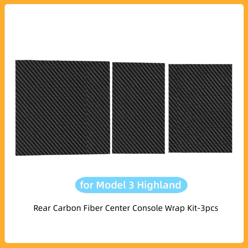 Center Console Protective Film Decoration Wrap Kit for Model 3 Highland Real Carbon Fiber