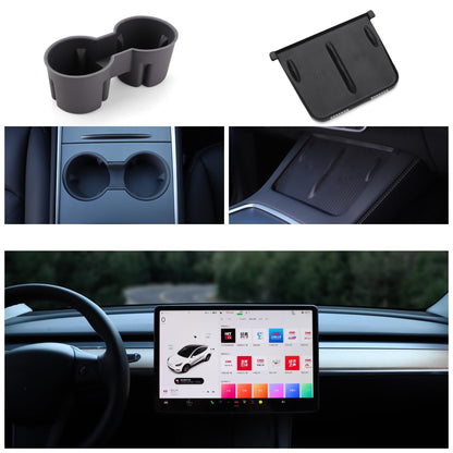 Porte-gobelets protecteur de bord d'écran, tapis de chargeur sans fil en Silicone, 3 pièces, accessoires améliorés pour modèle 3/Y