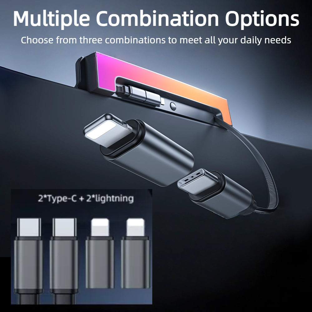 Fast Charging Center Console Hub RGB Ambient Light With Retractable Cables For Tesla Model Y Juniper & Model 3 Highland